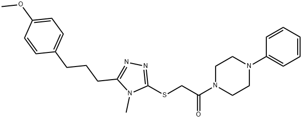 724738-95-8 methyl 4-[3-(4-methyl-5-{[2-oxo-2-(4-phenyl-1-piperazinyl)ethyl]sulfanyl}-4H-1,2,4-triazol-3-yl)propyl]phenyl ether