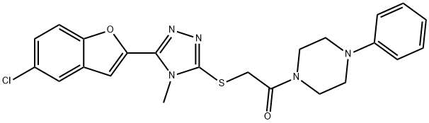 5-(5-chloro-1-benzofuran-2-yl)-4-methyl-4H-1,2,4-triazol-3-yl 2-oxo-2-(4-phenyl-1-piperazinyl)ethyl sulfide Structure