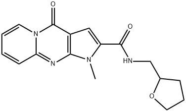 1-methyl-4-oxo-N-(tetrahydro-2-furanylmethyl)-1,4-dihydropyrido[1,2-a]pyrrolo[2,3-d]pyrimidine-2-carboxamide,724739-09-7,结构式