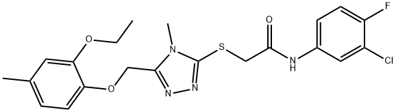 N-(3-chloro-4-fluorophenyl)-2-({5-[(2-ethoxy-4-methylphenoxy)methyl]-4-methyl-4H-1,2,4-triazol-3-yl}sulfanyl)acetamide,724739-18-8,结构式