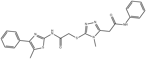 2-{[5-(2-anilino-2-oxoethyl)-4-methyl-4H-1,2,4-triazol-3-yl]sulfanyl}-N-(5-methyl-4-phenyl-1,3-thiazol-2-yl)acetamide,724739-52-0,结构式