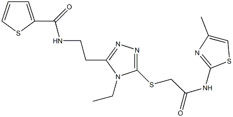 N-{2-[4-ethyl-5-({2-[(4-methyl-1,3-thiazol-2-yl)amino]-2-oxoethyl}sulfanyl)-4H-1,2,4-triazol-3-yl]ethyl}-2-thiophenecarboxamide Structure