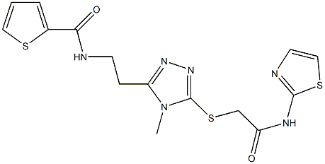 724740-12-9 N-[2-(4-methyl-5-{[2-oxo-2-(1,3-thiazol-2-ylamino)ethyl]sulfanyl}-4H-1,2,4-triazol-3-yl)ethyl]-2-thiophenecarboxamide