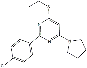 2-(4-chlorophenyl)-6-(1-pyrrolidinyl)-4-pyrimidinyl ethyl sulfide,724740-45-8,结构式