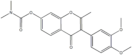 3-(3,4-dimethoxyphenyl)-2-methyl-4-oxo-4H-chromen-7-yl dimethylcarbamate Struktur