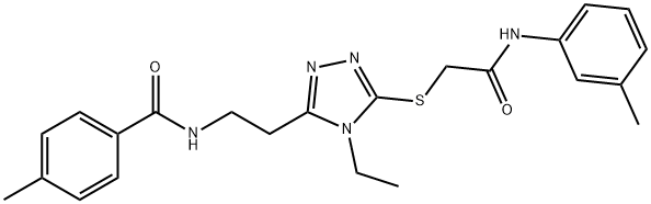N-[2-(4-ethyl-5-{[2-oxo-2-(3-toluidino)ethyl]sulfanyl}-4H-1,2,4-triazol-3-yl)ethyl]-4-methylbenzamide 化学構造式