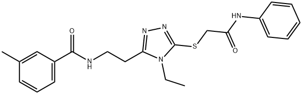 N-(2-{5-[(2-anilino-2-oxoethyl)sulfanyl]-4-ethyl-4H-1,2,4-triazol-3-yl}ethyl)-3-methylbenzamide Struktur