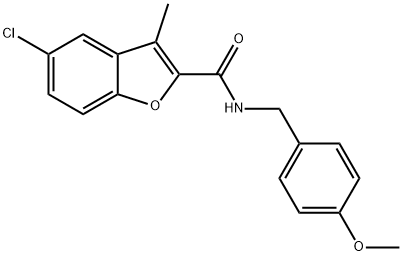 5-chloro-N-(4-methoxybenzyl)-3-methyl-1-benzofuran-2-carboxamide 结构式