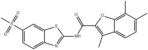 3,6,7-trimethyl-N-[6-(methylsulfonyl)-1,3-benzothiazol-2-yl]-1-benzofuran-2-carboxamide Structure