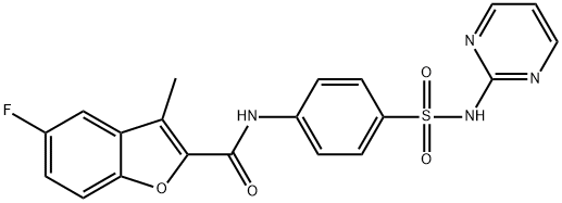 5-fluoro-3-methyl-N-{4-[(2-pyrimidinylamino)sulfonyl]phenyl}-1-benzofuran-2-carboxamide Struktur
