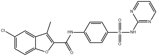 5-chloro-3-methyl-N-{4-[(2-pyrimidinylamino)sulfonyl]phenyl}-1-benzofuran-2-carboxamide,724741-59-7,结构式