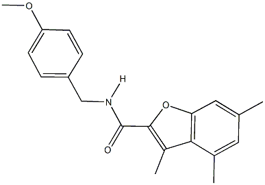 N-(4-methoxybenzyl)-3,4,6-trimethyl-1-benzofuran-2-carboxamide Struktur