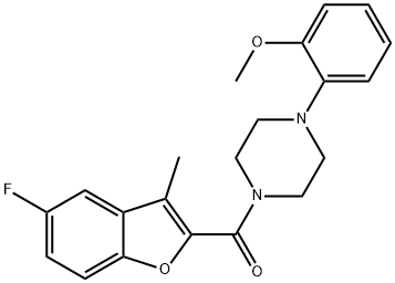 2-{4-[(5-fluoro-3-methyl-1-benzofuran-2-yl)carbonyl]-1-piperazinyl}phenyl methyl ether Struktur