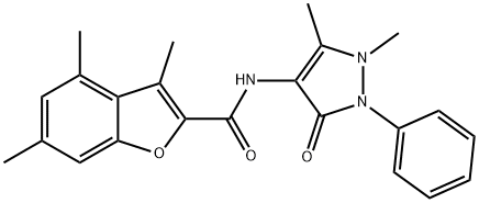 N-(1,5-dimethyl-3-oxo-2-phenyl-2,3-dihydro-1H-pyrazol-4-yl)-3,4,6-trimethyl-1-benzofuran-2-carboxamide Struktur