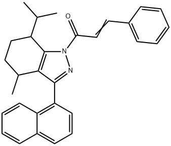 1-cinnamoyl-7-isopropyl-4-methyl-3-(1-naphthyl)-4,5,6,7-tetrahydro-1H-indazole,724742-32-9,结构式