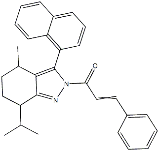 2-cinnamoyl-7-isopropyl-4-methyl-3-(1-naphthyl)-4,5,6,7-tetrahydro-2H-indazole,724742-38-5,结构式