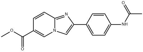 methyl 2-[4-(acetylamino)phenyl]imidazo[1,2-a]pyridine-6-carboxylate 化学構造式