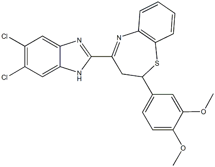 4-(5,6-dichloro-1H-benzimidazol-2-yl)-2-(3,4-dimethoxyphenyl)-2,3-dihydro-1,5-benzothiazepine Structure
