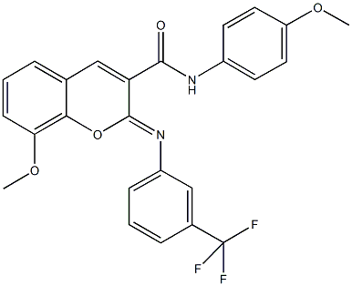 8-methoxy-N-(4-methoxyphenyl)-2-{[3-(trifluoromethyl)phenyl]imino}-2H-chromene-3-carboxamide,724744-61-0,结构式
