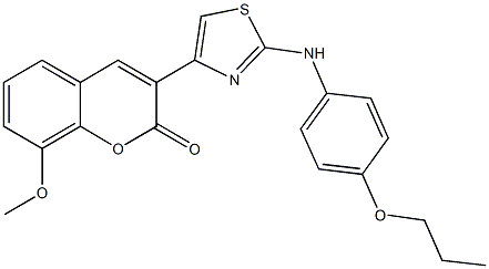 8-methoxy-3-[2-(4-propoxyanilino)-1,3-thiazol-4-yl]-2H-chromen-2-one 结构式