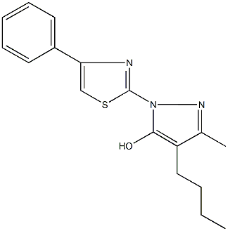 4-butyl-3-methyl-1-(4-phenyl-1,3-thiazol-2-yl)-1H-pyrazol-5-ol,724744-75-6,结构式