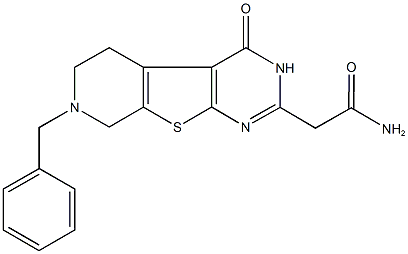 2-(7-benzyl-4-oxo-3,4,5,6,7,8-hexahydropyrido[4',3':4,5]thieno[2,3-d]pyrimidin-2-yl)acetamide Struktur