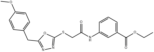 ethyl 3-[({[5-(4-methoxybenzyl)-1,3,4-oxadiazol-2-yl]sulfanyl}acetyl)amino]benzoate Struktur