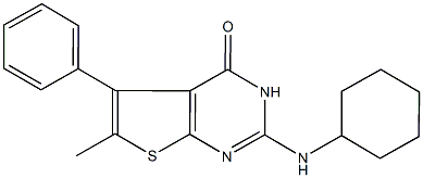 2-(cyclohexylamino)-6-methyl-5-phenylthieno[2,3-d]pyrimidin-4(3H)-one 化学構造式