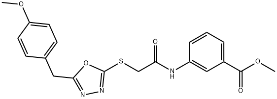 methyl 3-[({[5-(4-methoxybenzyl)-1,3,4-oxadiazol-2-yl]sulfanyl}acetyl)amino]benzoate Struktur