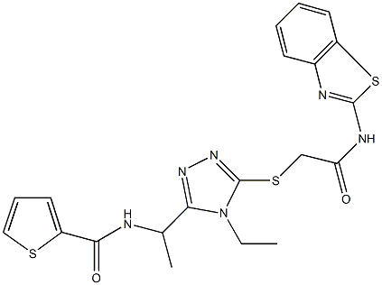 N-[1-(5-{[2-(1,3-benzothiazol-2-ylamino)-2-oxoethyl]sulfanyl}-4-ethyl-4H-1,2,4-triazol-3-yl)ethyl]-2-thiophenecarboxamide Structure