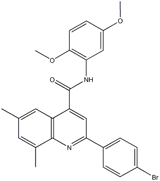 2-(4-bromophenyl)-N-(2,5-dimethoxyphenyl)-6,8-dimethyl-4-quinolinecarboxamide 结构式