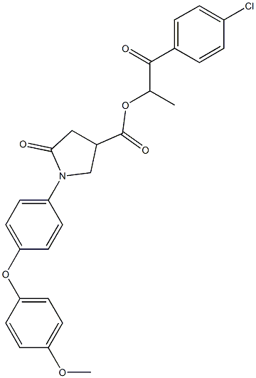 2-(4-chlorophenyl)-1-methyl-2-oxoethyl 1-[4-(4-methoxyphenoxy)phenyl]-5-oxo-3-pyrrolidinecarboxylate 结构式