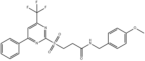 N-(4-methoxybenzyl)-3-{[4-phenyl-6-(trifluoromethyl)-2-pyrimidinyl]sulfonyl}propanamide,725694-76-8,结构式