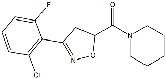 1-{[3-(2-chloro-6-fluorophenyl)-4,5-dihydro-5-isoxazolyl]carbonyl}piperidine 化学構造式