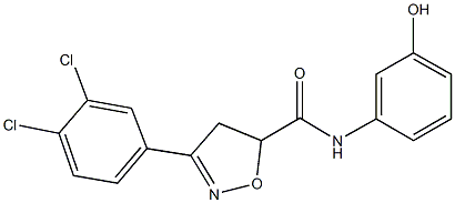 3-(3,4-dichlorophenyl)-N-(3-hydroxyphenyl)-4,5-dihydro-5-isoxazolecarboxamide Struktur
