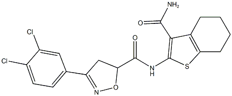 N-[3-(aminocarbonyl)-4,5,6,7-tetrahydro-1-benzothien-2-yl]-3-(3,4-dichlorophenyl)-4,5-dihydro-5-isoxazolecarboxamide Structure