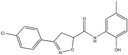 3-(4-chlorophenyl)-N-(2-hydroxy-5-methylphenyl)-4,5-dihydro-5-isoxazolecarboxamide,725697-37-0,结构式
