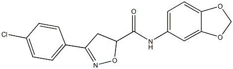 N-(1,3-benzodioxol-5-yl)-3-(4-chlorophenyl)-4,5-dihydro-5-isoxazolecarboxamide,725697-38-1,结构式