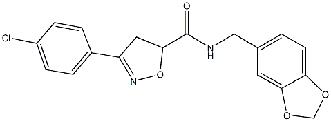 N-(1,3-benzodioxol-5-ylmethyl)-3-(4-chlorophenyl)-4,5-dihydro-5-isoxazolecarboxamide Structure