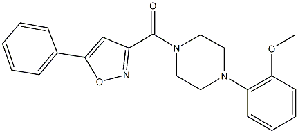 methyl 2-{4-[(5-phenyl-3-isoxazolyl)carbonyl]-1-piperazinyl}phenyl ether 化学構造式