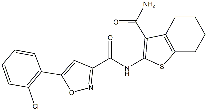N-[3-(aminocarbonyl)-4,5,6,7-tetrahydro-1-benzothien-2-yl]-5-(2-chlorophenyl)-3-isoxazolecarboxamide Structure
