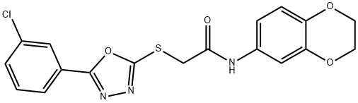2-{[5-(3-chlorophenyl)-1,3,4-oxadiazol-2-yl]sulfanyl}-N-(2,3-dihydro-1,4-benzodioxin-6-yl)acetamide Structure