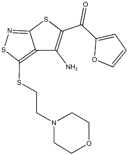 (4-amino-3-{[2-(4-morpholinyl)ethyl]sulfanyl}thieno[2,3-c]isothiazol-5-yl)(2-furyl)methanone Structure