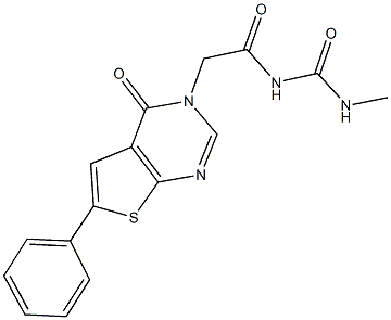 N-methyl-N'-[(4-oxo-6-phenylthieno[2,3-d]pyrimidin-3(4H)-yl)acetyl]urea Struktur