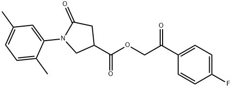 2-(4-fluorophenyl)-2-oxoethyl 1-(2,5-dimethylphenyl)-5-oxo-3-pyrrolidinecarboxylate Structure