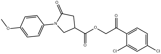 2-(2,4-dichlorophenyl)-2-oxoethyl 1-(4-methoxyphenyl)-5-oxo-3-pyrrolidinecarboxylate Struktur