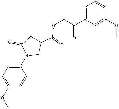 2-(3-methoxyphenyl)-2-oxoethyl 1-(4-methoxyphenyl)-5-oxo-3-pyrrolidinecarboxylate 化学構造式