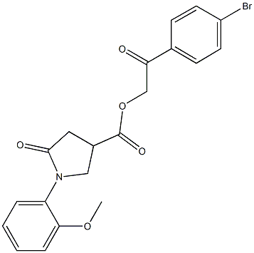 2-(4-bromophenyl)-2-oxoethyl 1-(2-methoxyphenyl)-5-oxo-3-pyrrolidinecarboxylate 化学構造式