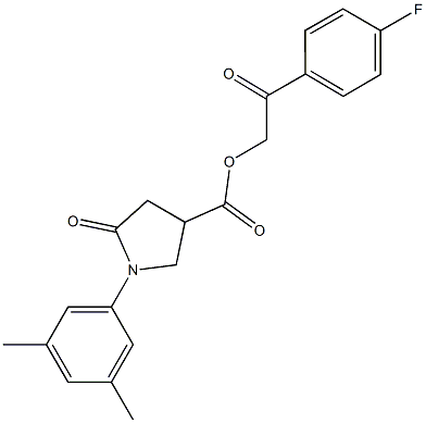 2-(4-fluorophenyl)-2-oxoethyl 1-(3,5-dimethylphenyl)-5-oxo-3-pyrrolidinecarboxylate 结构式