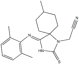 {4-[(2,6-dimethylphenyl)imino]-8-methyl-2-thioxo-1,3-diazaspiro[4.5]dec-1-yl}acetonitrile,726151-37-7,结构式